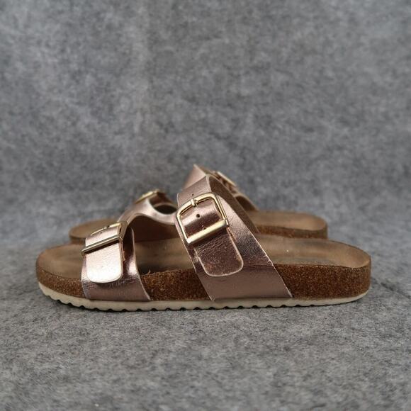Cat & Jack Shoes Kids 13 Sandals Slides Double Strap Casual Slip On Metallic - Picture 3 of 10